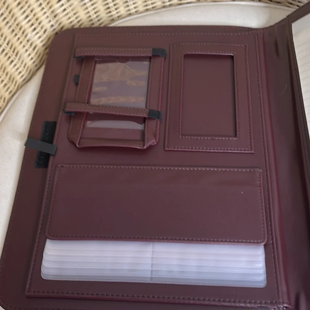 Vintage Burgundy Faux Leather Day Timer / Organizer Billfold